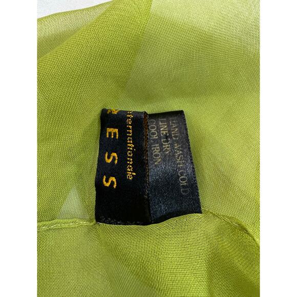 Vintage Y2K Rare Express Sheer Chiffon Neck Scarf Bright Olive Green - Picture 5 of 5